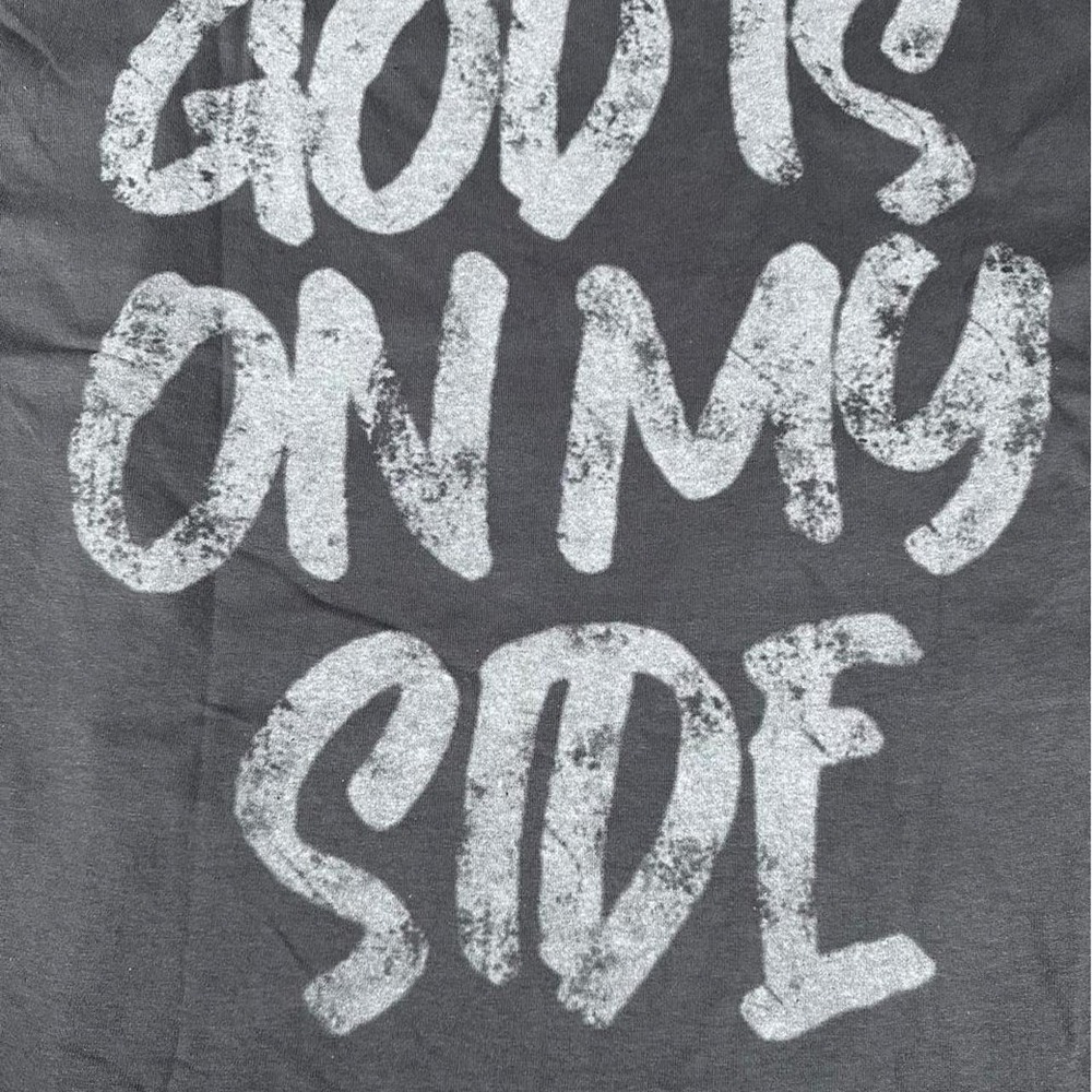 OTL On The Low God Is On My Side Christian Cross Graphic T-Shirt Gray Large
